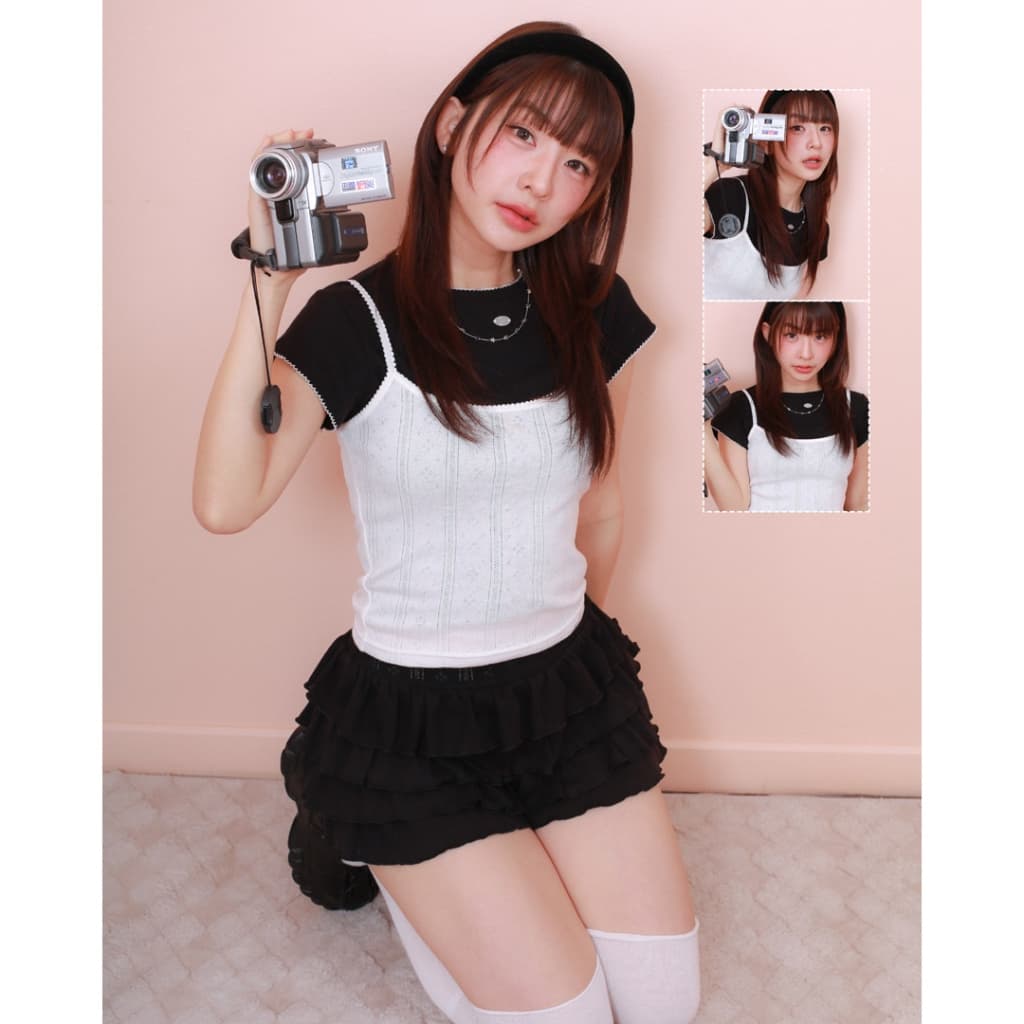 kome.offi เสื้อยืดหยักแขน รุ่น lindi t-shirt รูปที่ 8