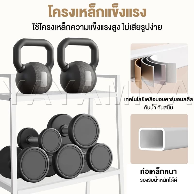 YYM 150cm ชั้นวางของ ตระแกรงเหล็ก 3/4/5 ชั้น เฟอร์นิเจอร์ ชั้นวาง สือสไตล์นอร์ดิก รับน้ำหนักได้ 160กก. รูปที่ 3