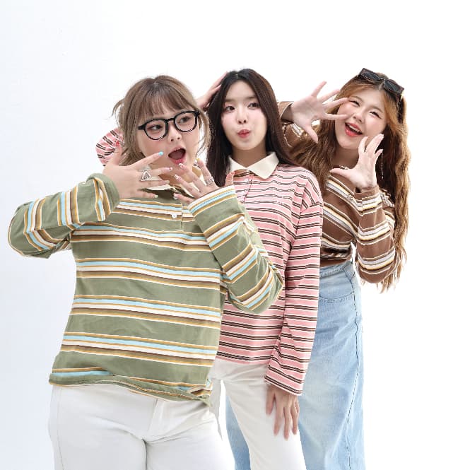 JARINYA เสื้อเชิ้ตคอปกแขนยาวลายทาง Unisex ทรง Oversize เนื้อผ้าคุณภาพเกรดดี ใส่สบาย ปักอะไหล่ โลโก้ รูปที่ 3
