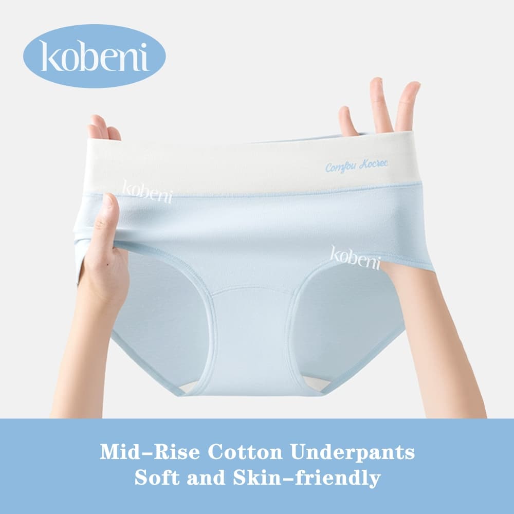 ⭐KOBENI⭐กางเกงในผู้หญิง กางเกงชั้นใน ไร้ขอบ ผ้าฝ้าย รุ่นเอวกลาง ไม่ม้วนงอ ยืดหยุ่นสูง ระบายอากาศดี รูปที่ 1