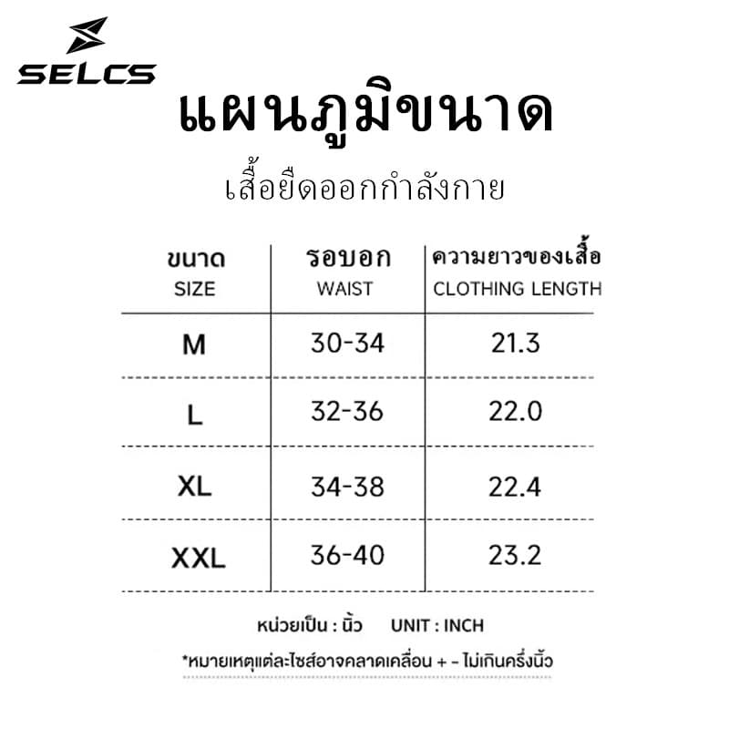 SELCS เสื้อยืดออกกำลังกายผู้หญิง ทรงสวยเข้ารูป ผ้ายืดหยุ่นได้ดี ระบายอากาศ แห้งเร็ว Size S-XXL รูปที่ 4