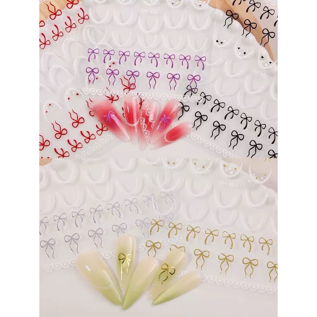 สติกเกอร์ลายโบว์สำหรับแต่งเล็บ แบบลอกแปะ สั่งขั้นต่ำ 2แผ่นขึ้นไป รูปที่ 1