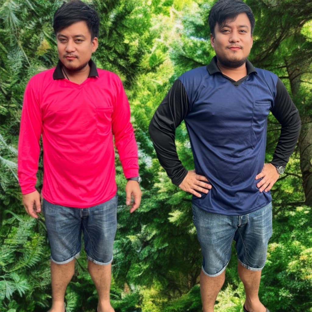 เสื้อคอปกแขนยาว เสื้อใส่ทำงาน ใส่ทำไร่ ใส่ทำสวน ใส่ทำกิจกรรม คอกลม ผ้าลื่น ระบายอากาศ แพค4ตัว คละสี รูปที่ 5