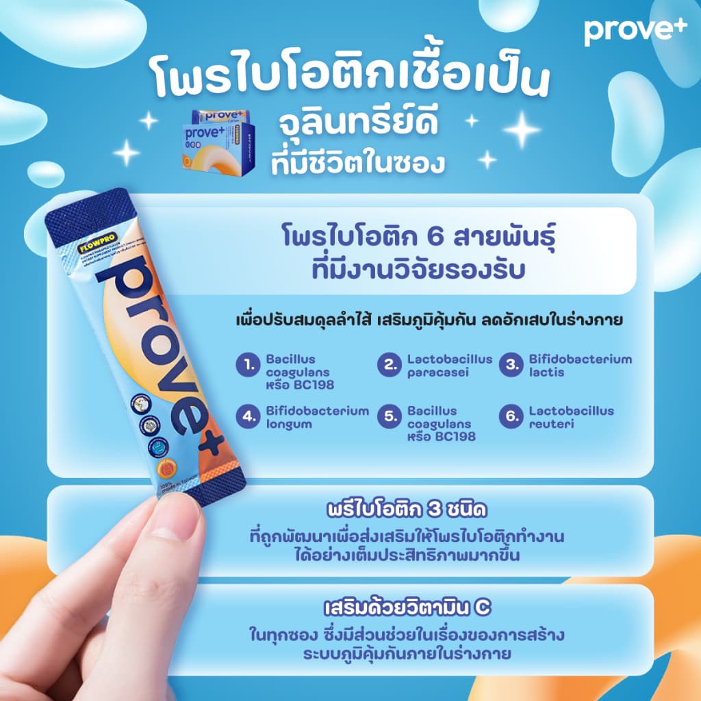 prove+ Synbiotics+VitaminC รสสับปะรด (Probiotic พร้อมทาน ตัวช่วยเรื่องลำไส้ให้มีสมดุลที่ดี) รูปที่ 6