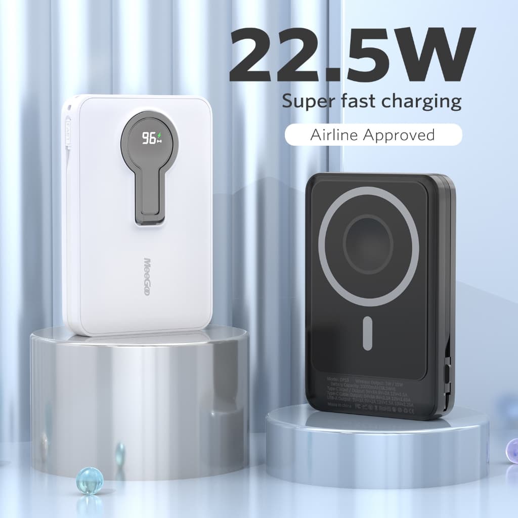 MEEGOO พาวเวอร์แบงค์แม่เหล็กชาร์จไร้สาย 10000mAh 15W มีขาตั้งโทรศัพท์ในตัว ชาร์จเร็ว 22.5W ชาร์จนาฬิกาได้ด้วย รูปที่ 8