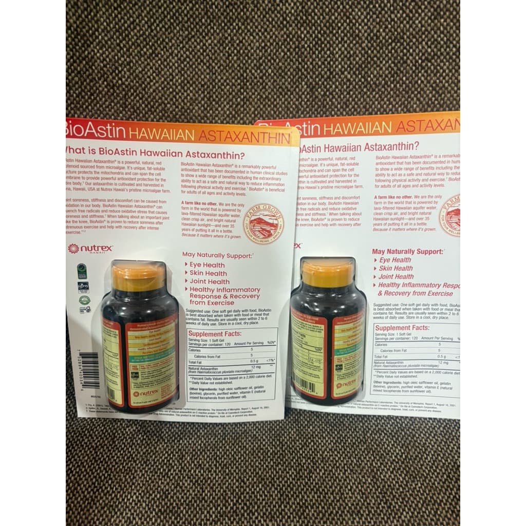 ฉลากใหม่ซ้าย[คุ้มขวดใหญ่ 120เม็ด แท้% BioAstin Hawaiian Astaxanthin สาหร่ายแดง 12mg 120เม็ด ข้อต่อ ผิวและตา รูปที่ 5