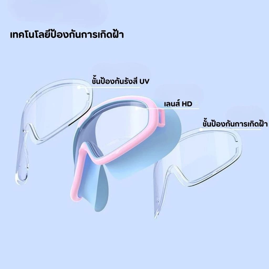 แว่นตาว่ายน้ำเด็ก HD กันน้ำ ป้องกันแสงแดด UV ปรับระดับได้ กันฝ้ากรอบซิลิโคน สำหรับเด็กอายุ 3-16 ปี รูปที่ 3