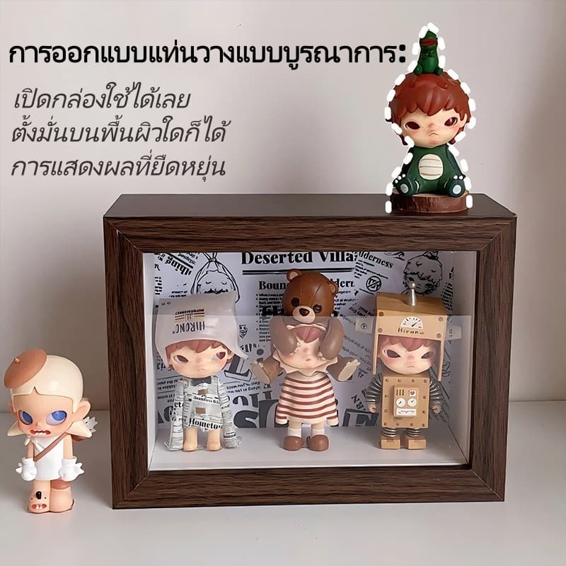 กล่องฟิกเกอร์ กรอบรูป DIY 6/8/10 นิ้ว แบบไม้จริง กล่องโมเดล ติดผนัง ตู้โมเดล และชั้นโชว์ สำหรับ โมเดล Art Toy POP MART รูปที่ 5
