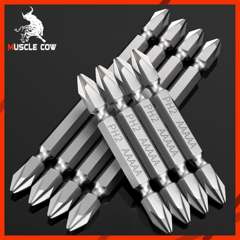 MUSCLE COW ดอกไขควงไฟฟ้า PH2 หัวแฉก ดอกสองด้าน เหล็ก S2 แข็งแรง แม่เหล็กดูดแน่น 1ชุด5ชิ้น รูปที่ 4