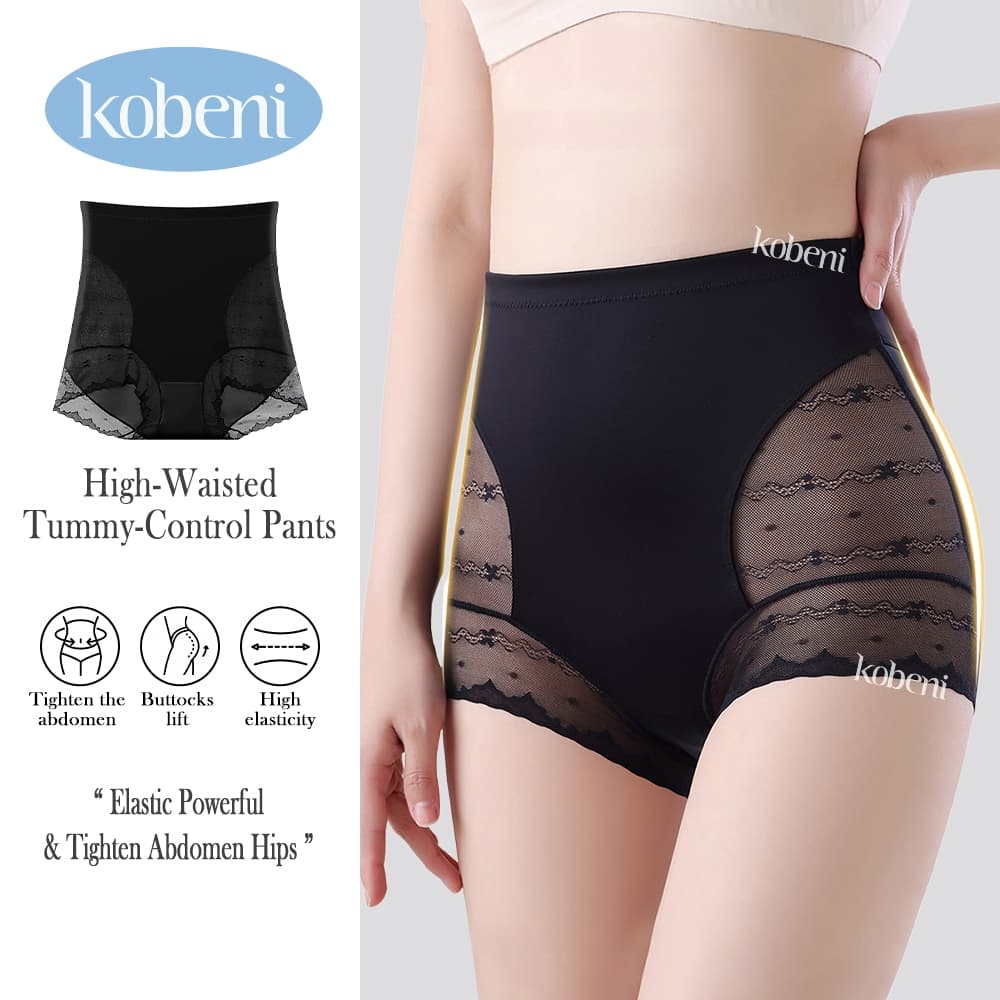 ⭐KOBENI⭐กางเกงในเก็บพุง เอวสูง ไร้ขอบ กระชับสัดส่วน ยกก้น ตาข่ายลูกไม้ ผ้าระบายอากาศได้ดี รูปที่ 1