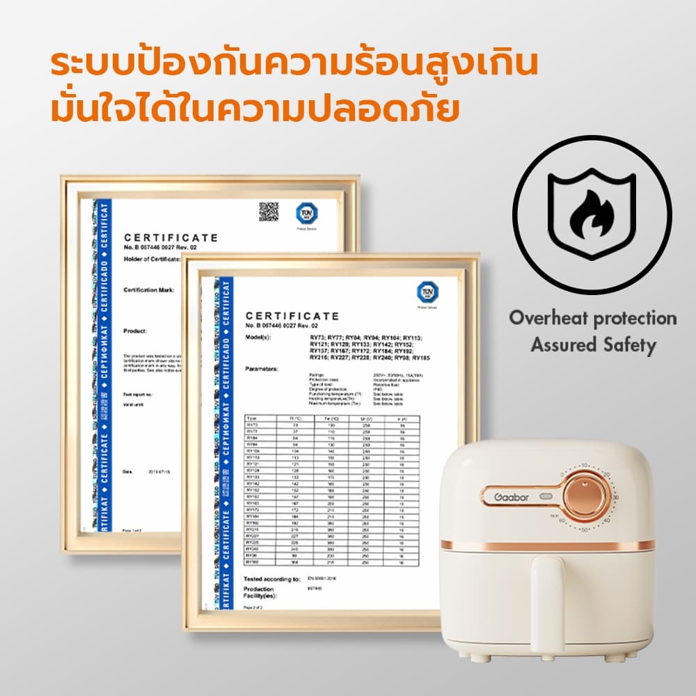 Gaabor รวมรุ่นหม้อทอดไร้น้ำมัน ความจุ 2ลิตร ขายดีอันดับ 1 อเนกประสงค์ อบลมร้อน ระบบตัดไฟอัตโนมัติ AF20M-YE01A รูปที่ 3