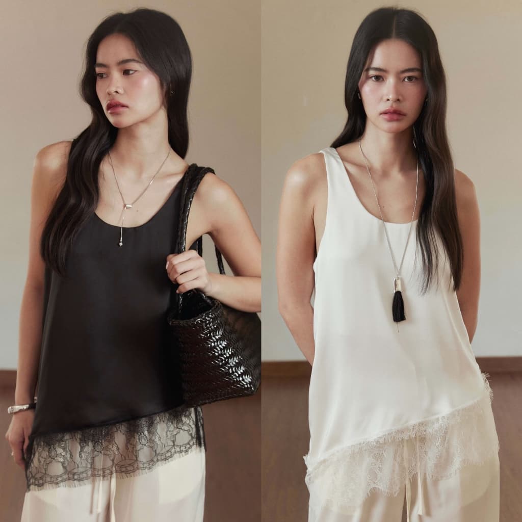 Lyra lace top เสื้อซาตินต่อชายลูกไม้ รูปที่ 1