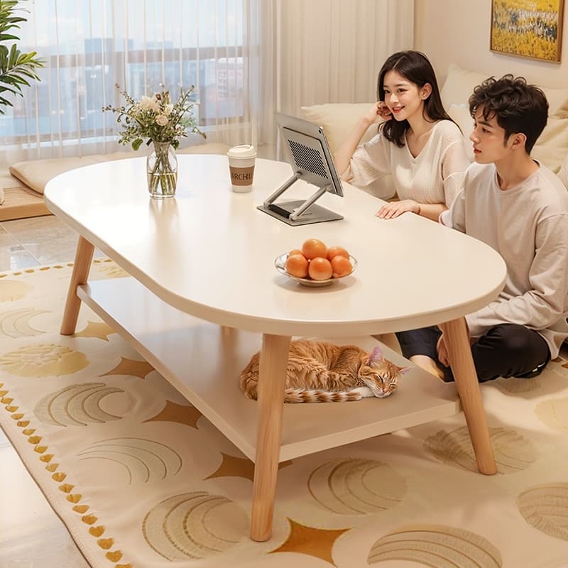 OKEA โมเดิร์น ห้องนั่งเล่น โต๊ะกาแฟ สไตล์มินิมอล โต๊ะข้างโซฟา ข้นขึ้น ผลิตจากไม้เเท้ ติดตั้งง่าย รูปที่ 2