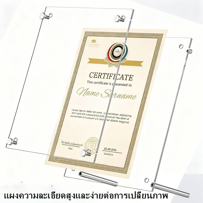 กรอบรูปอะคริลิค A4/8นิ้ว/7นิ้ว/6นิ้ว กรอบรูป ขนาด วางได้ทั้งแนวตั้ง และแนวนอน พร้อมหมุดตั้ง ใส่รูปภาพ สําหรับวางโปสเตอร์ รูปที่ 5