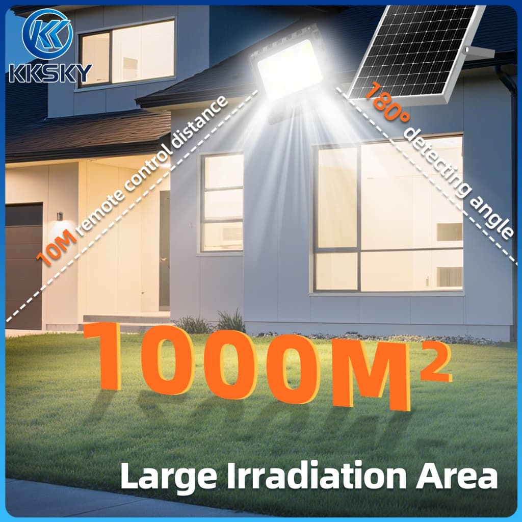 KKSKY แผงแบตเตอรี่คู่ ไฟโซล่าเซลล์ โซล่าเซลล์ 80000W 50000W IP67 solar light กันน้ำ แสงสีขาว พร้อมรีโมท สปอตไลต์ LED รูปที่ 8