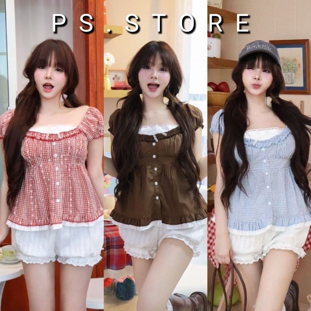 Sherlyn : เสื้อแขนตุ๊กตาเลเยอร์2ชั้น แต่งขอบระบาย รูปที่ 1