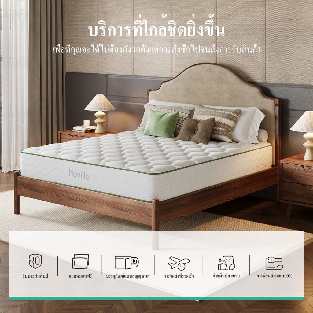 Novilla ที่นอนพ็อกเก็ตสปริง นุ่มเงียบ ระบายอากาศดี หนา 10 นิ้ว รุ่นMetaDream รับประกัน 10 ปี แถมหมอน รูปที่ 8