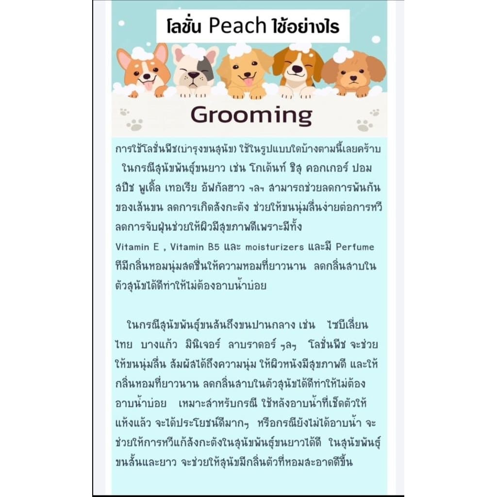 Peach Silky Lotion บำรุงขนสุนัข รูปที่ 2
