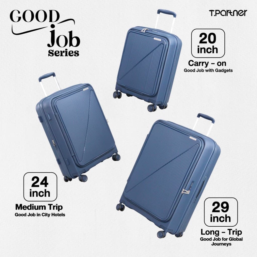 Tpartner รุ่น GOOD Job – กระเป๋าเดินทางฝาเปิดหน้า ขนาด 20/24/29 สีสุภาพใช้ได้ทุกโอกาส ใส่ Laptop 17 นิ้วได้ รูปที่ 3