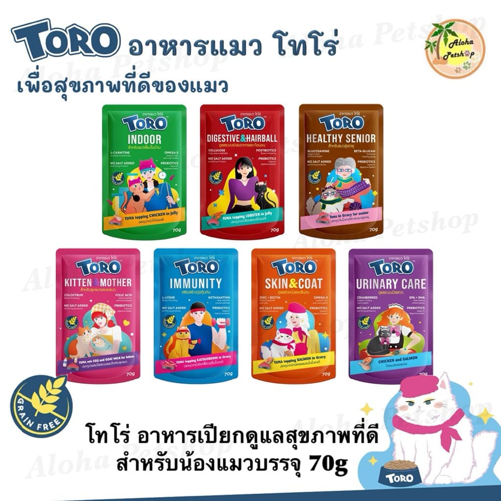 Toro Healthy Cat Pouch 70g โทโร่ อาหารเปียกแมว เพื่อสุขภาพที่ดีบรรจุ 70g รูปที่ 1