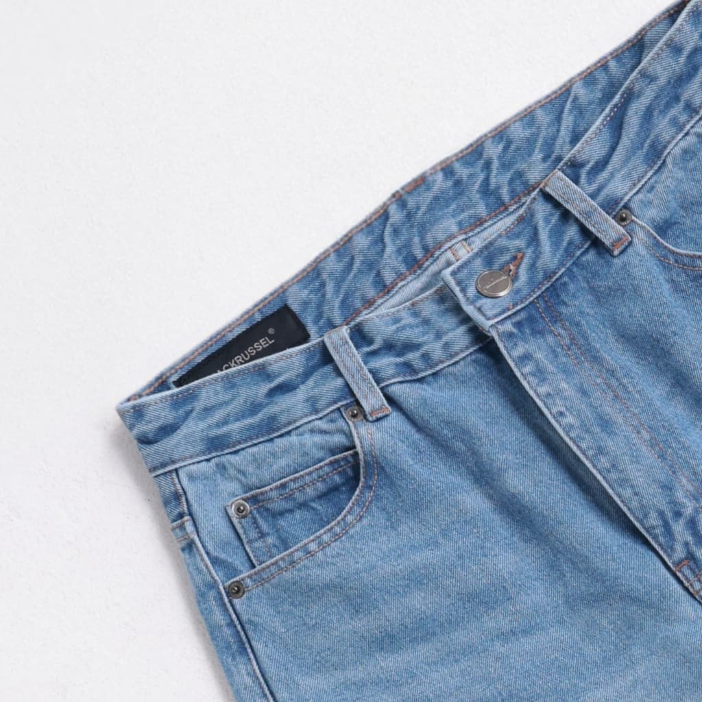 Jack Russel - Men Jeans กางเกงยีนส์ผู้ชาย ทรงขาบาน - Klassik J-6001/LB Baggy Low Rise Wide Leg Light Blue รูปที่ 8