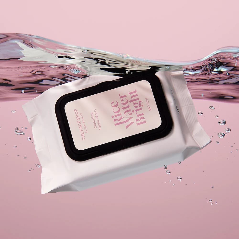 THE FACE SHOP RICE WATER BRIGHT CLEANSING FACIAL WIPES ทิชชู่ ทำความสะอาดเมคอัพ ชุ่มชื้น เนียนนุ่ม กระจ่างใส รูปที่ 2