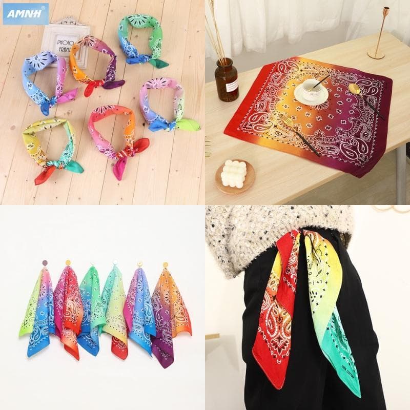 hawaiiroom ผ้าเช็ดหน้าวินเทจ ผ้าเช็ดหน้ามัดย้อม ลายลูกน้ำ paisley cotton รูปที่ 7