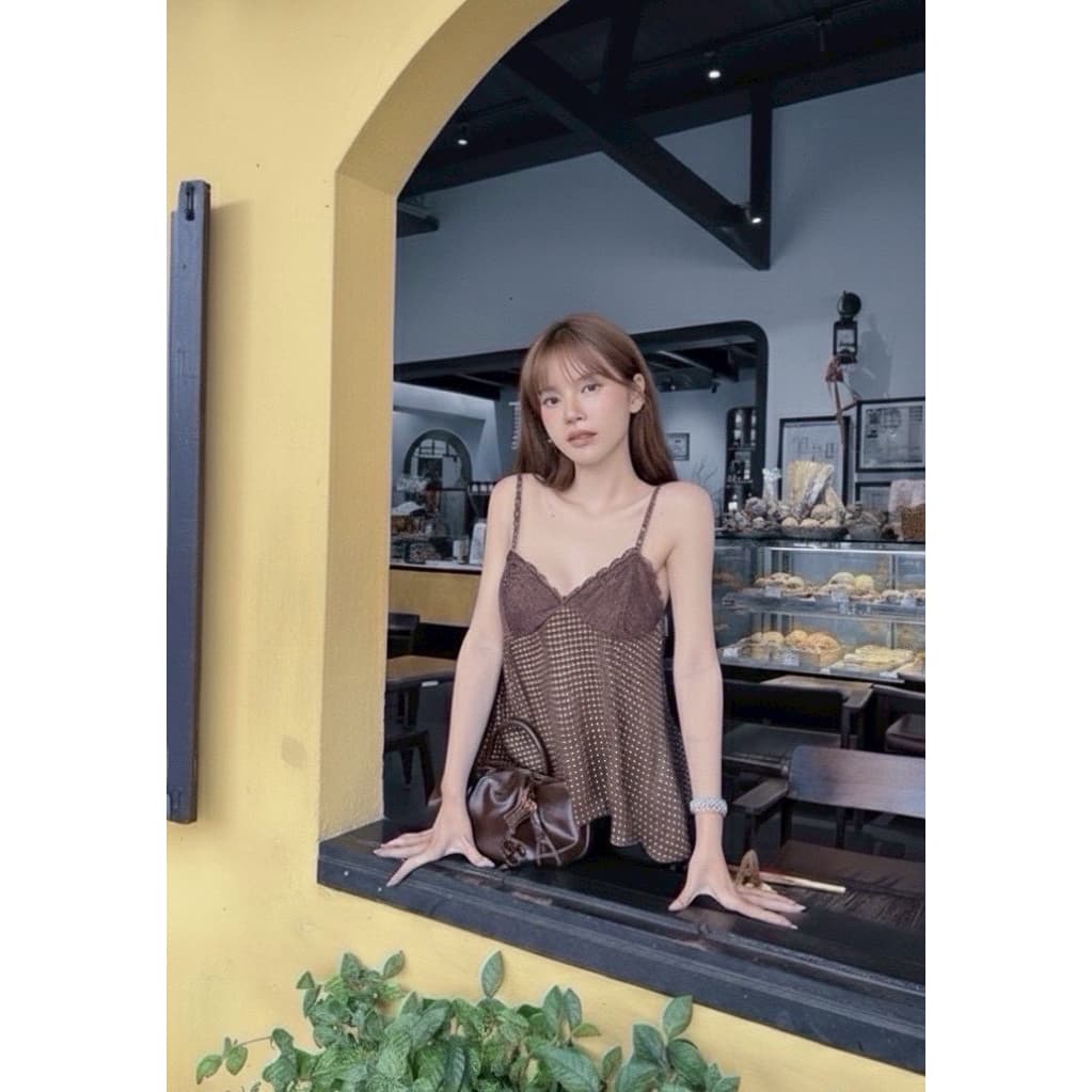 BY IRA 2025-85 Luciano Top เสื้อท็อป สายเดี่ยว ลายจุด แฟชั่นเซ็กซี่ ฤดูร้อน รูปที่ 2
