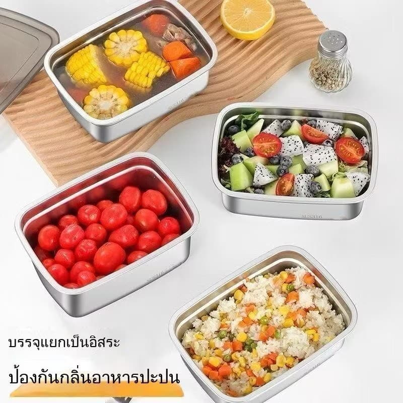 กล่องเบนโตะ CF HOME กล่องอาหารกลางวันสำหรับตั้งแคมป์ ป้องกันการรั่วซึม ใช้กับไมโครเวฟได้ ภาชนะเก็บอาหารสแตนเลสความจุขนาด รูปที่ 4