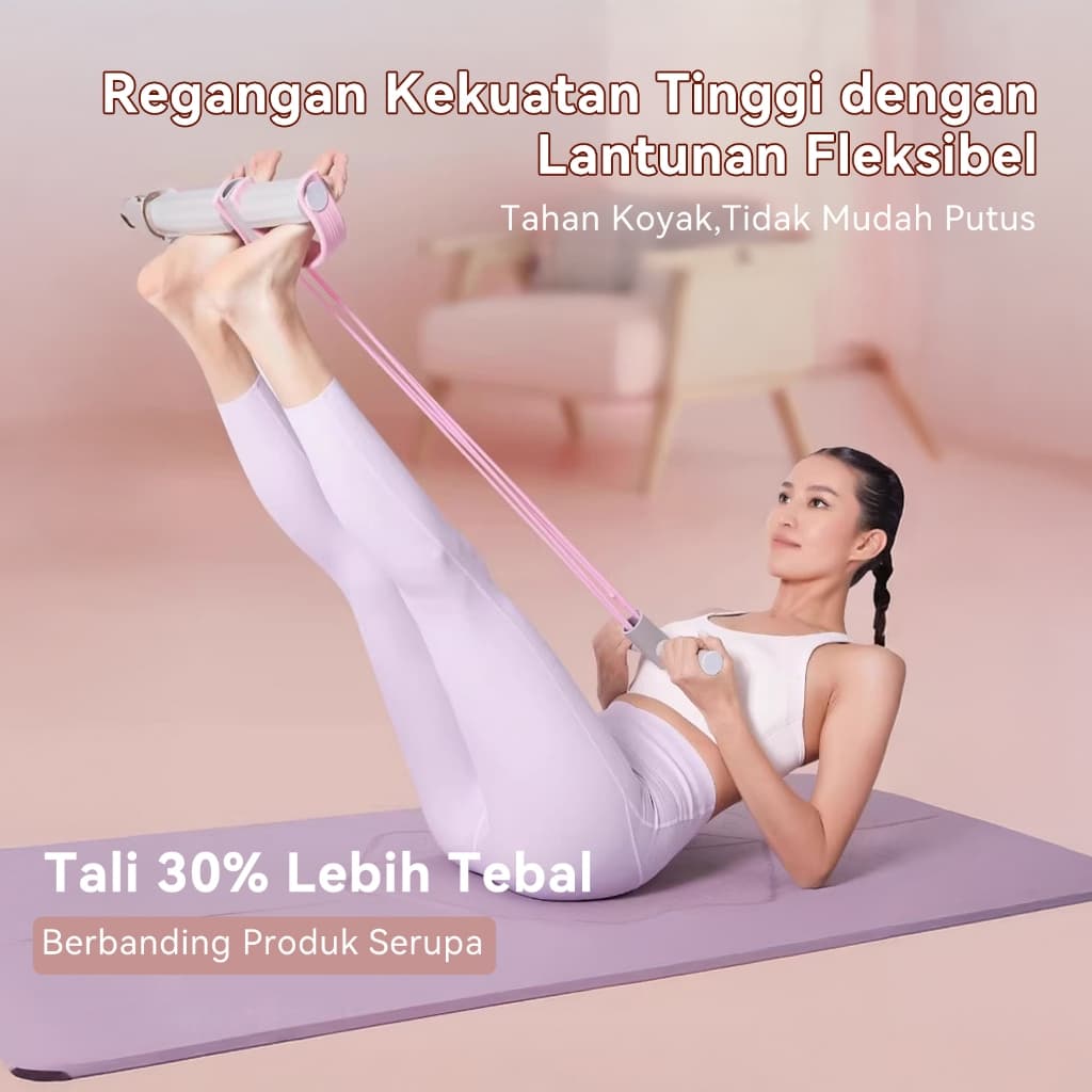 SOLOEVER yoga band เชือกดึงซิทอัพ ยางยืดบริหารกล้ามเนื้อ ยางยืดออกกำลังกาย ด้ามจับโฟม พกพาสะดวก น้ำหนักเบา 4 เส้น รูปที่ 8