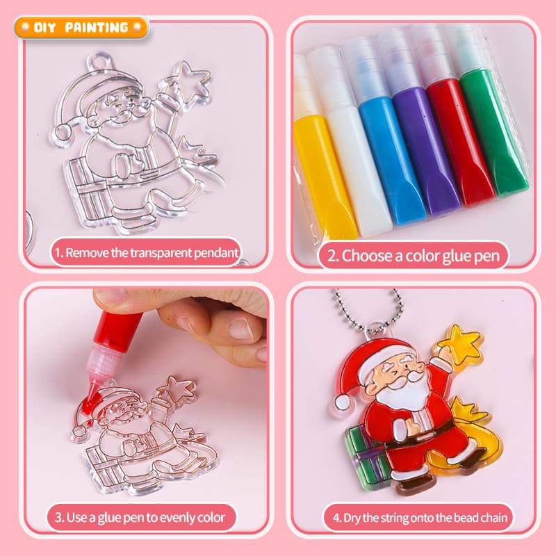 พวงกุญแจDIY ชุดทำพวงกุญแจ 6pcs เจลวาดภาพ3มิติ Sticky Art ของเล่นDIY รูปที่ 5