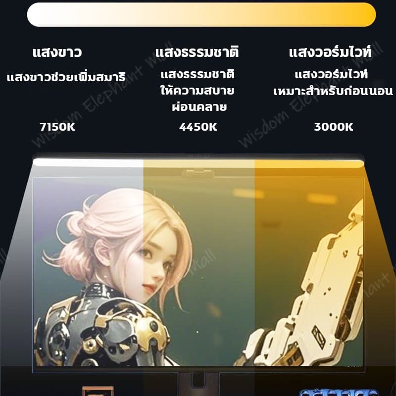 โคมไฟอ่านหนังสือแบบแขวนจอคอมพิวเตอร์ ไฟโต๊ะคอม 50cm Monitor Light Bar โคมไฟแขวนหน้าจอมอนิเตอร์ เหมาะสำหรับสำนักงานและโรง รูปที่ 7