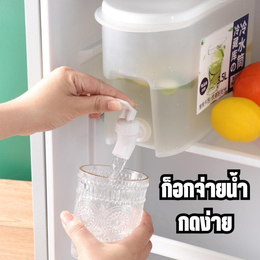 ถังน้ำ กระติกน้ำเย็น คูลเลอร์น้ำมีก๊อก สามารถใส่ตู้เย็นได้ 3.5 ลิตร กระติกน้ำแบบพกพา ความจุขนาดใหญ่ รูปที่ 3