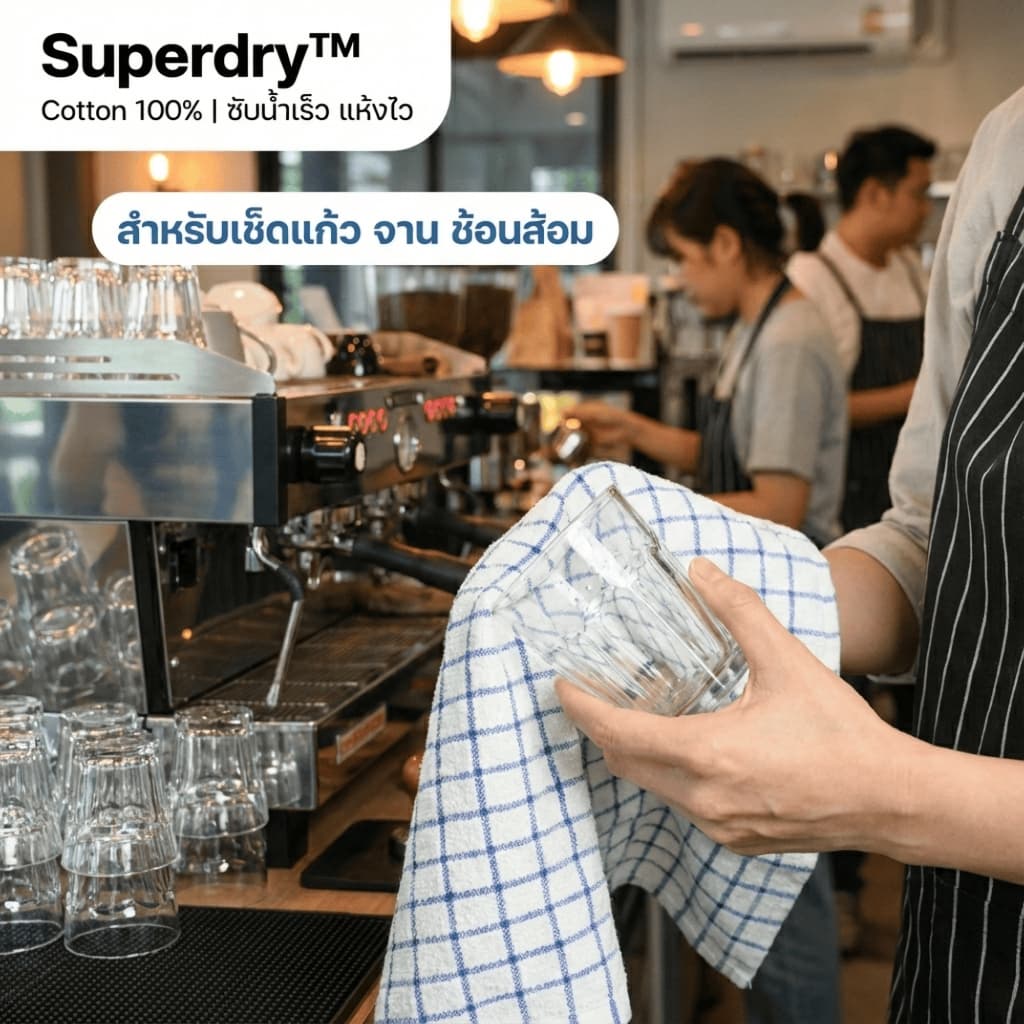 Superdry™ ผ้าเช็ดจาน Cotton 100% – 40×70cm สำหรับร้านอาหาร-คาเฟ่ | Easyathome รูปที่ 2