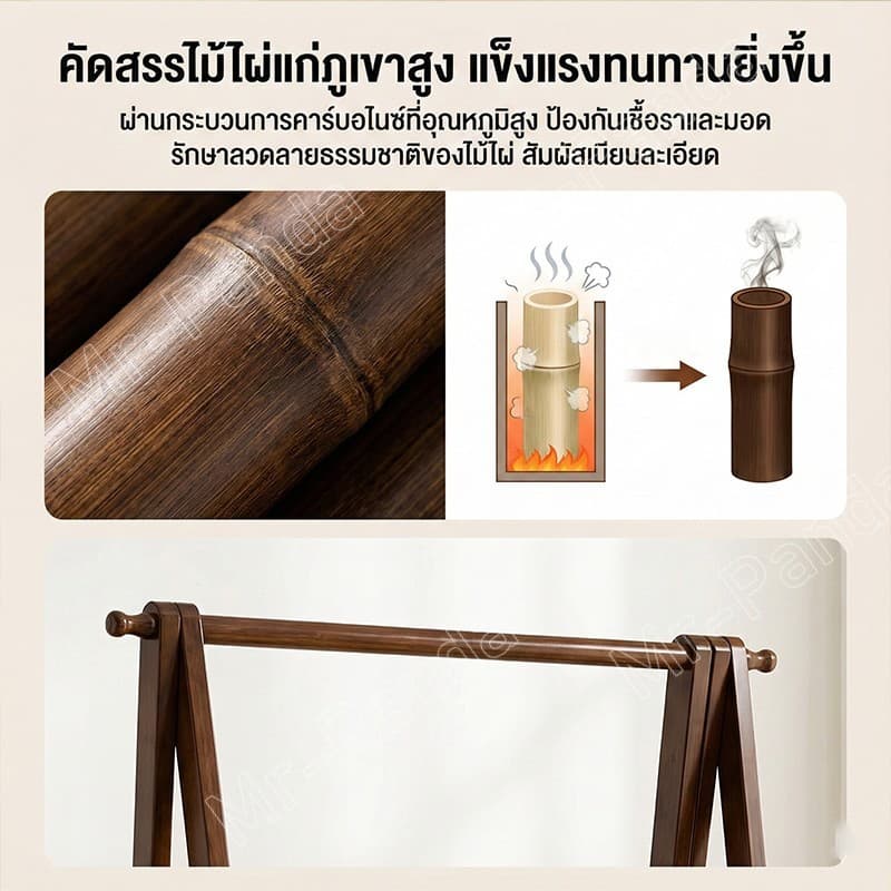 ราวแขวนผ้า ราวตาวผ้ามีล้อเลื่อน ชั้นวางผ้ากันน้ำ รับน้ำหนักได้เยอ พร้อมชั้นวางของ มินิมอล รูปที่ 4