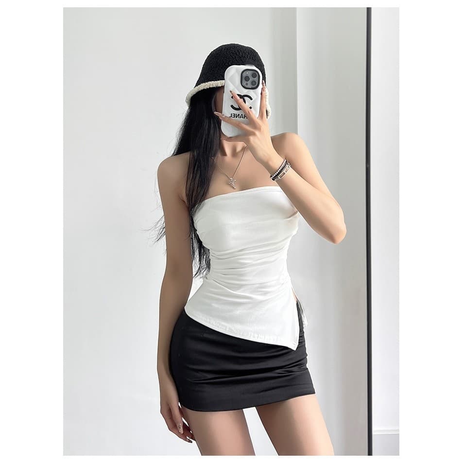 Hotgirl เสื้อกล้ามสีทึบสไตล์สาวร้อนเซ็กซี่สำหรับผู้หญิงเสื้อกระชับสัดส่วนสำหรับผู้หญิง รูปที่ 6