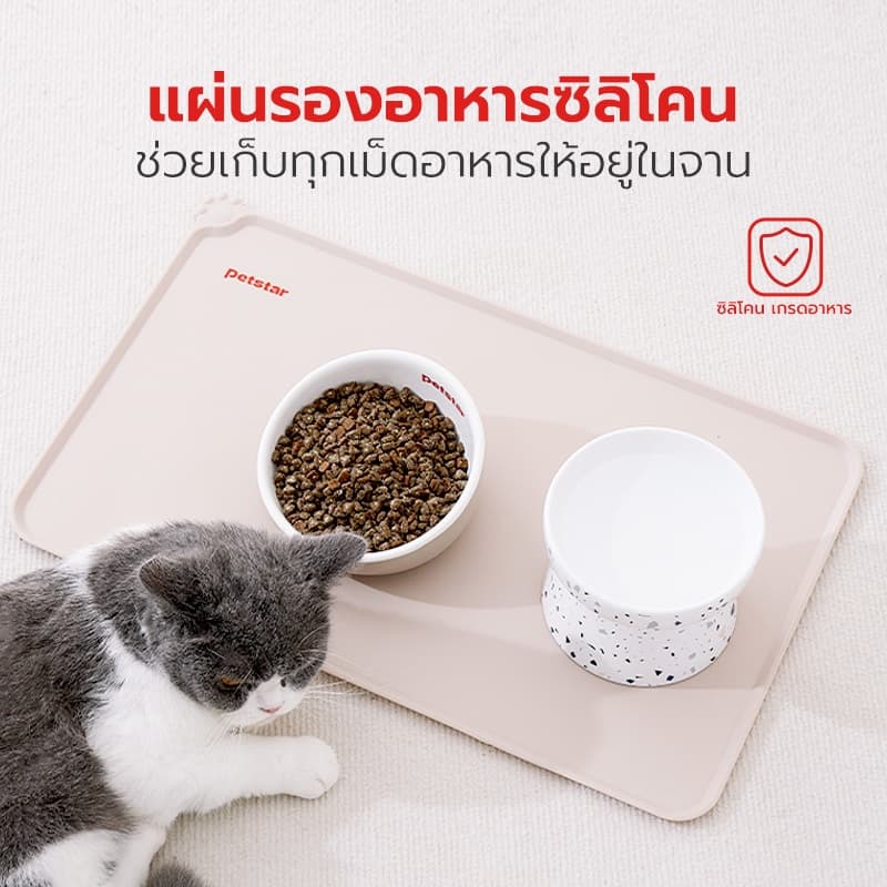Petus แผ่นรองจานอาหารสัตว์เลี้ยง Silicone pet feeding mat ปลอดภัยต่อสัตว์เลี้ยง ไม่ส่งกลิ่น ซิลิโคนหนา ทนต่อความร้อน รูปที่ 2