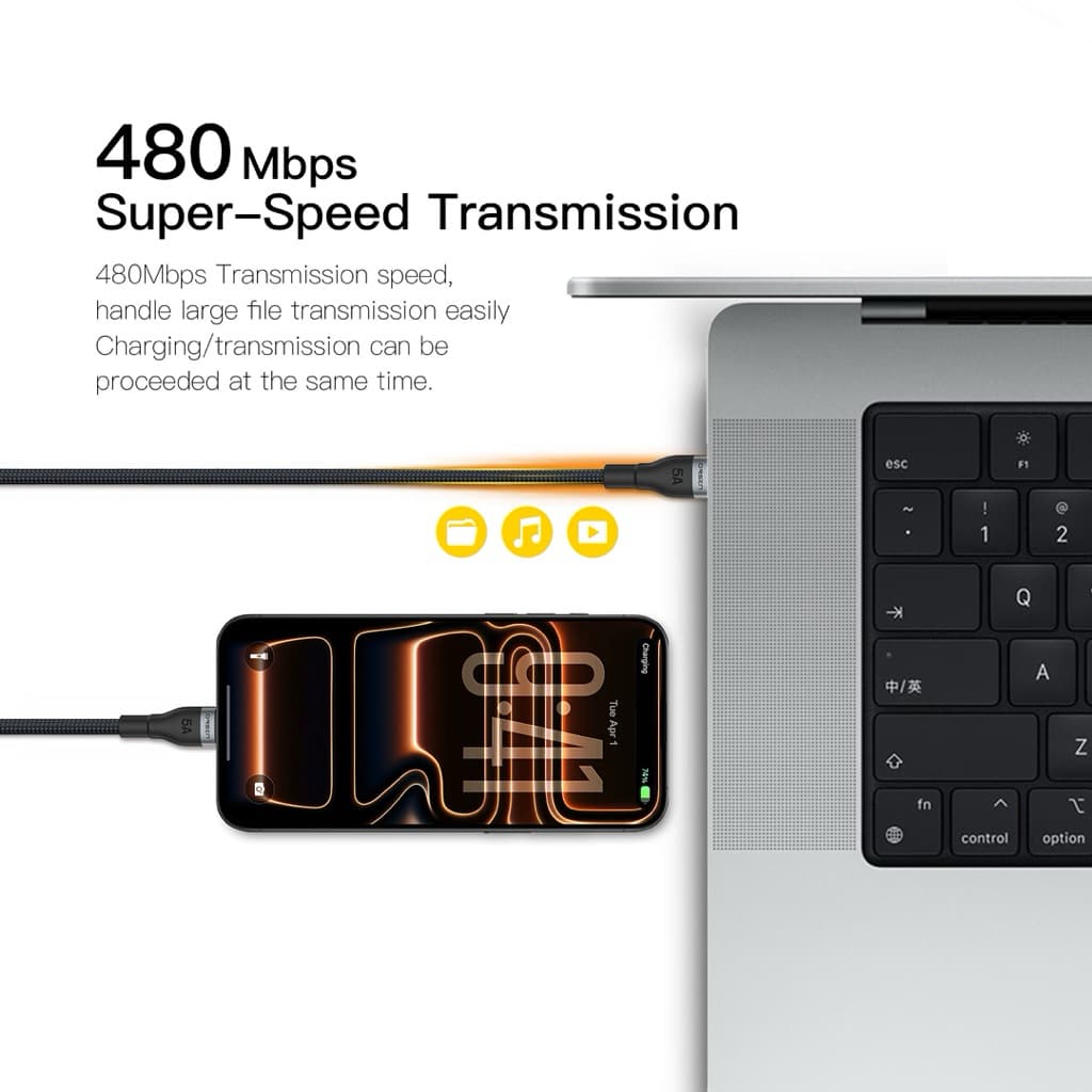 Orsen by eloop S6 สายชาร์จเร็ว USB Type-C to Type-C ยาว 1.5 ม. รองรับ QC4.0 PD 240W สายชาร์จ รูปที่ 6
