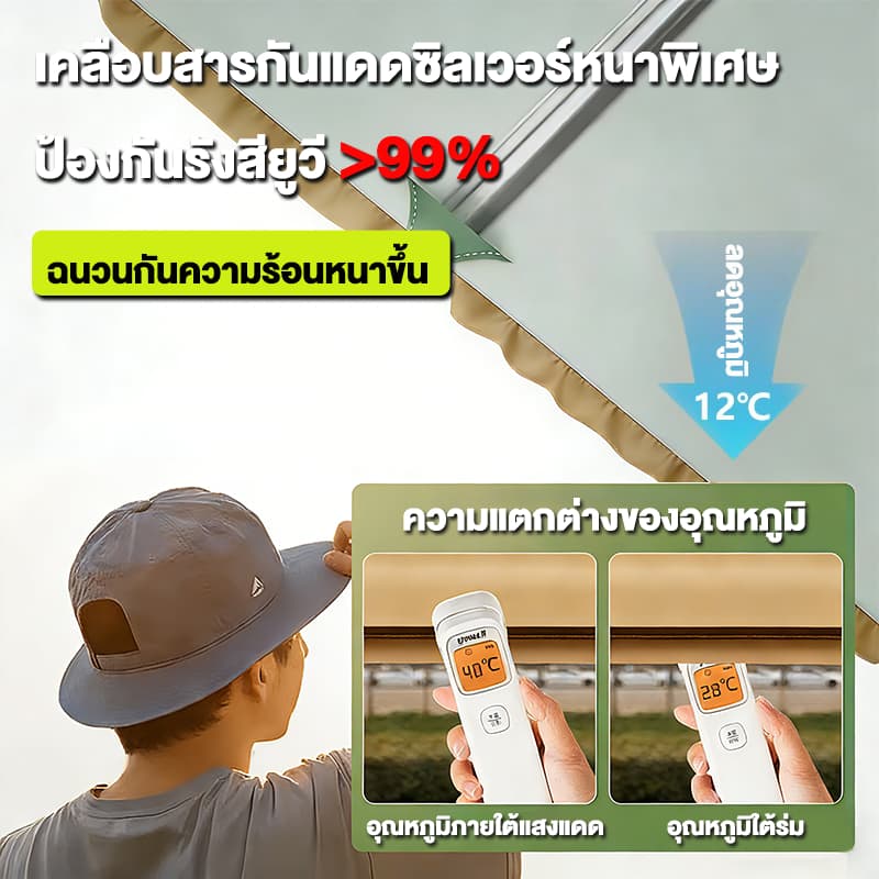 NIUYEAN ร่มสนาม 3m ร่มกันแดดสนามใหญ่ ความสูงสามารถปรับได้ ตลาดนัด กลางแจ้ง ร่มชายหาด รูปที่ 3