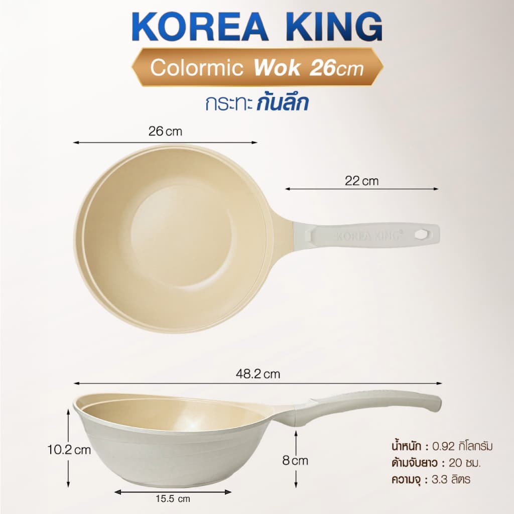 Korea King Colormic กระทะ โคเรียคิง คัลเลอมิค 1 ใบ + ตะหลิวสีขาว 1 อัน รูปที่ 8