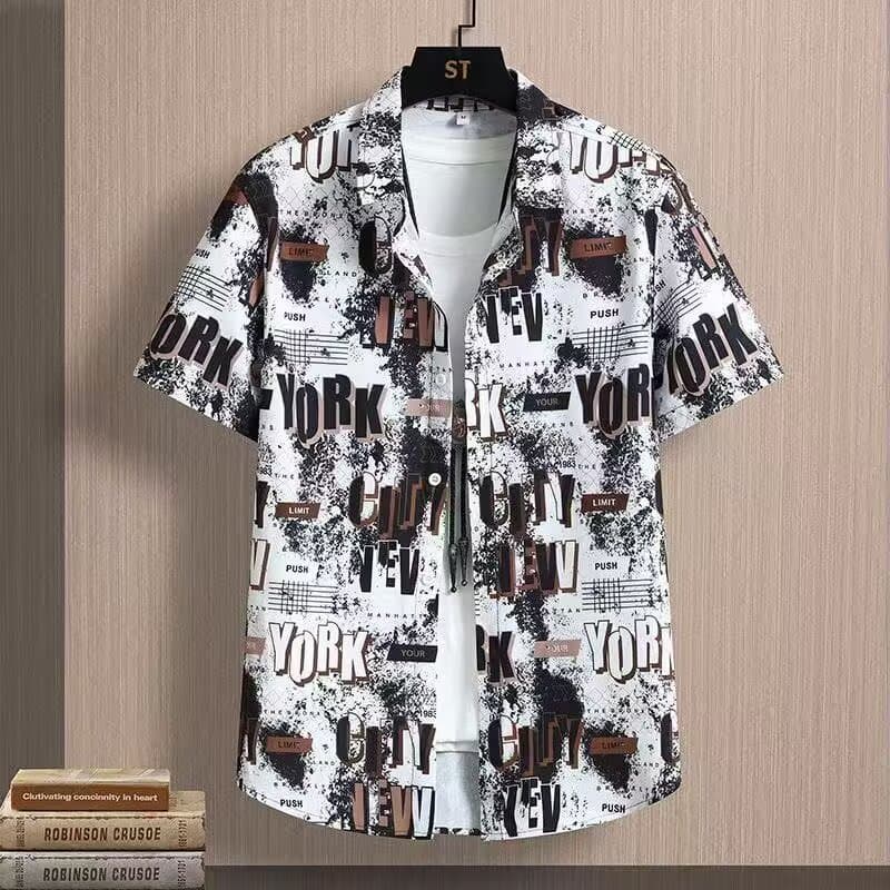 เสื้อเชิ้ตฮาวายสุภาพบุรุษเทศกาลดอกไม้ลายดอกไม้เสื้อสไตล์ฮาวาย รูปที่ 2