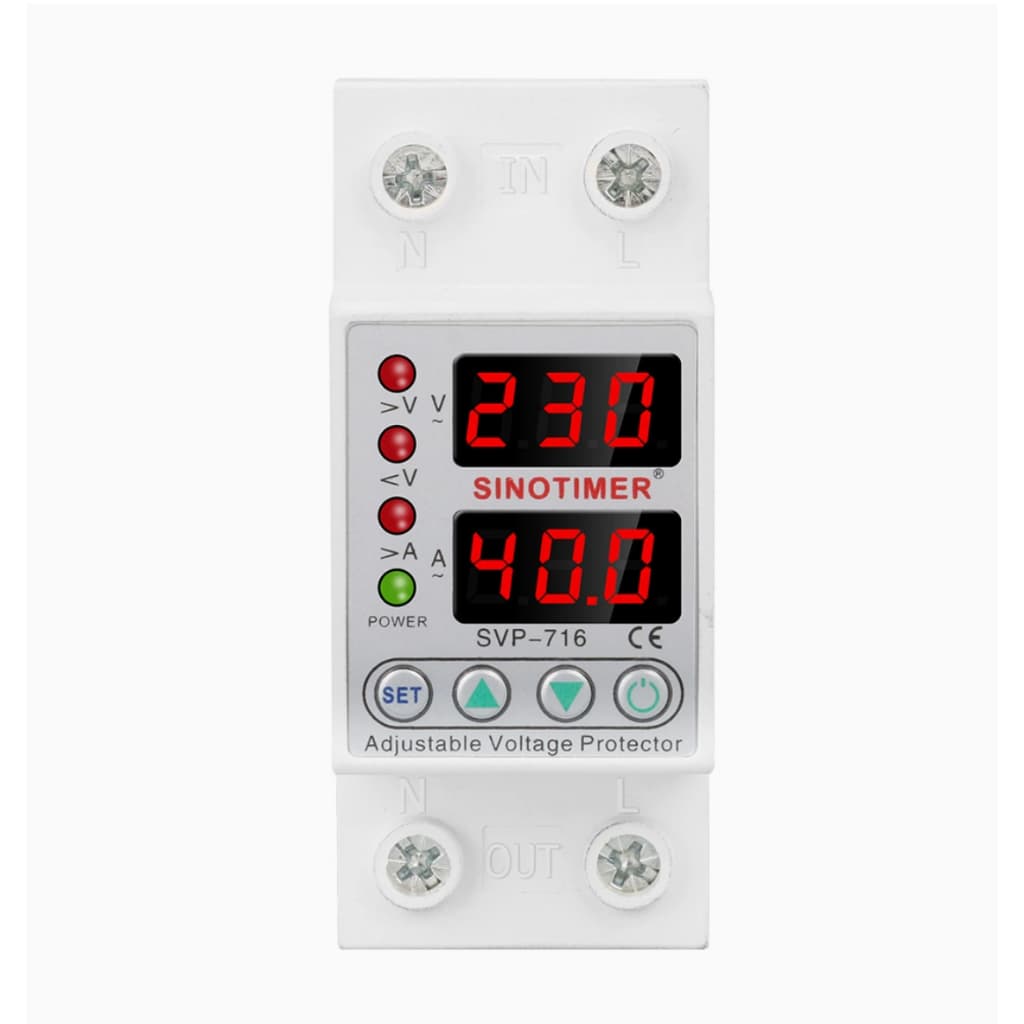 SINOTIMER ป้องกันไฟตก ซิโนไทเมอร์ AC ไฟเกิน ไฟกระชาก กันไฟตก ปรับตั้งค่าแรงดัน Over Voltage and Under 40A 63A SVP716 รูปที่ 7