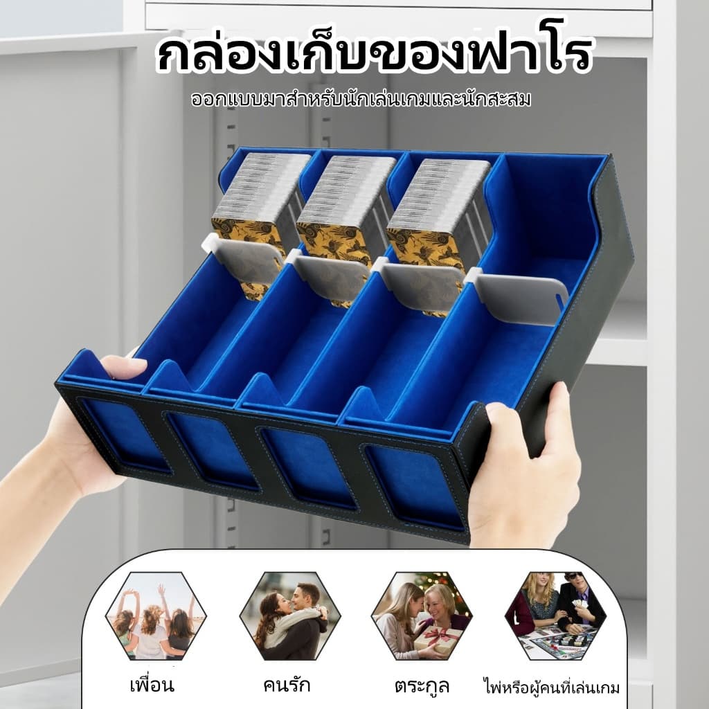 กล่องเก็บการ์ด กล่องเก็บการ์ดเกม มีที่กั้นและที่รองการ์ด กล่องเดก สะสมการ์ด หนังกันน้ำ ใส่การ์ด รูปที่ 8