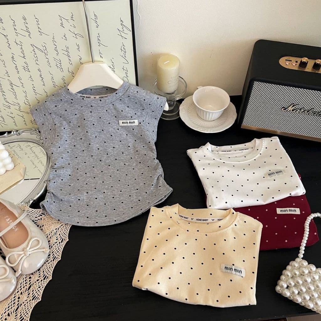 เสื้อเด็กแขนกุด ลาย Polka Dot สไตล์เกาหลี รูปที่ 3