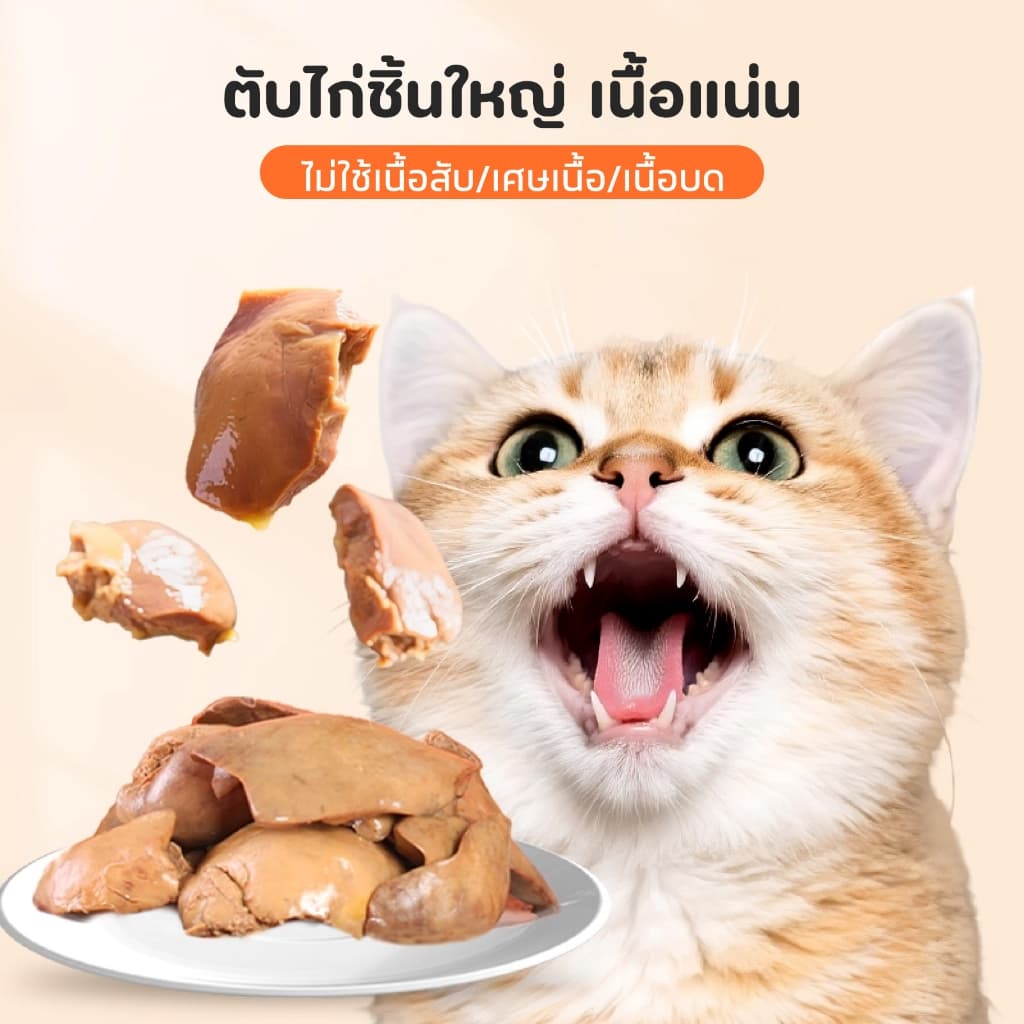 TUBIตับไก่ผสมน้ำมันปลา อุดมโอเมก้า 3 & DHA บำรุงสมอง สายตา หัวใจ ผิวหนังและขนสวย เนื้อนุ่มหอม Dog Cat Food รูปที่ 5