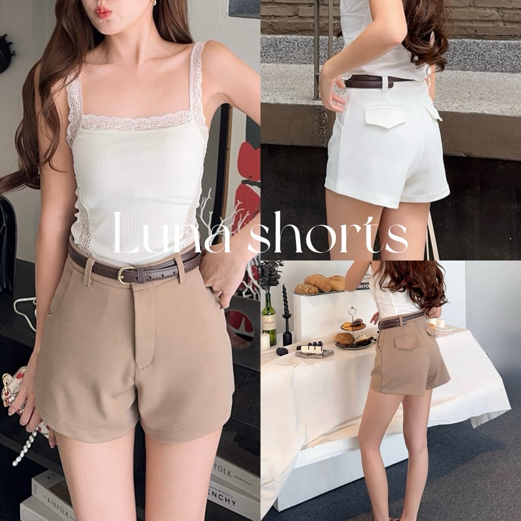 Yada Pants | Luna shorts กางเกงขาสั้น แต่งกระเป๋าหลัง ผ้าโรเชฟ *ไซส์เล็กกว่ารุ่น Lisa* รูปที่ 1