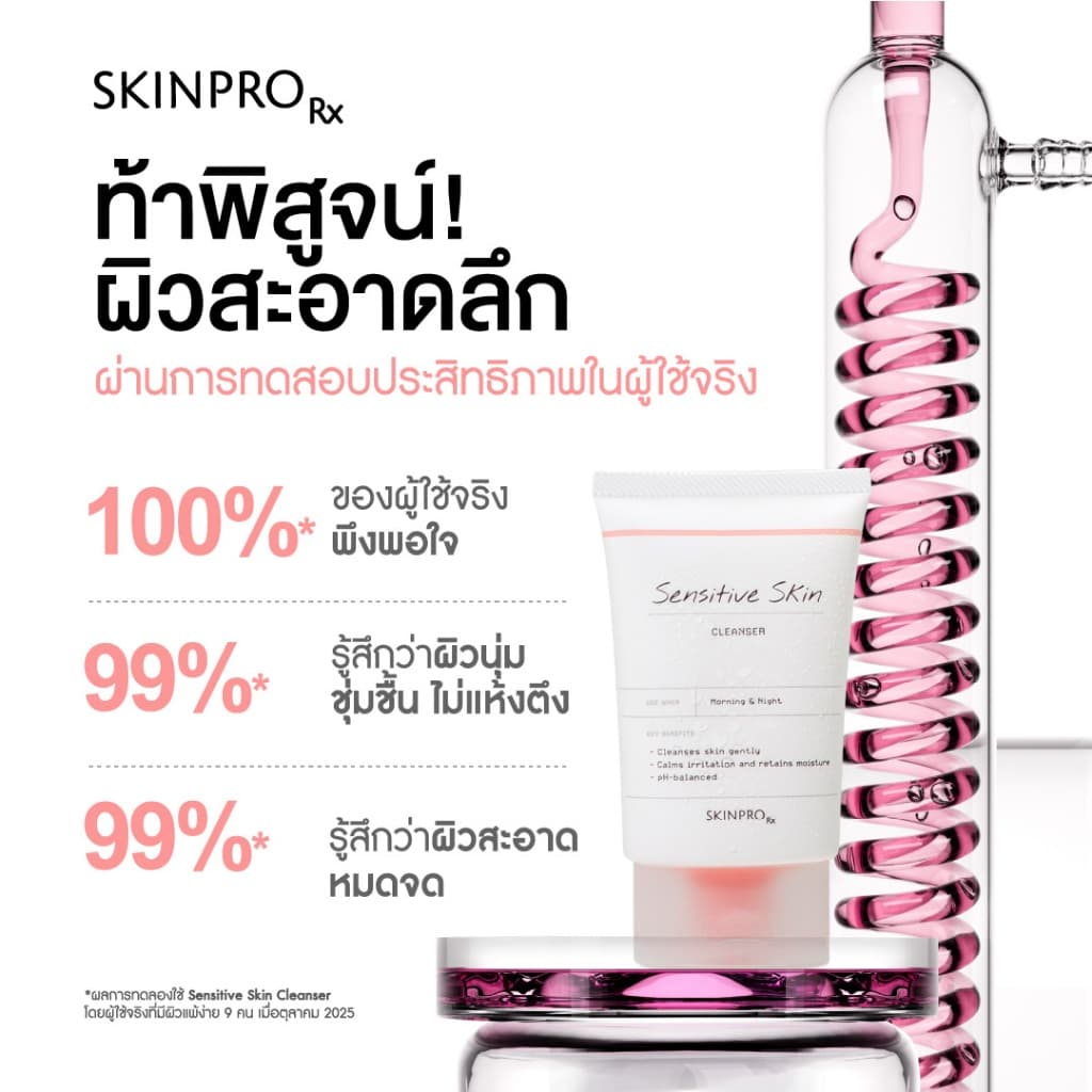 SKINPRO Rx Sensitive Skin Cleanser 50ml คลีนเซอร์เพื่อผิวแพ้ง่าย เติมความชุ่มชื้นให้ผิวแข็งแรง รูปที่ 2