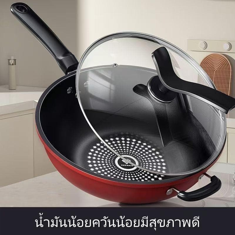 กระทะเคลือบ 30/32/34CM กระทะไม่ติด เคลือบหนาทนทาน กระทะเทฟล่อน ใช้ได้กับเตาทุกประเภท รูปที่ 5