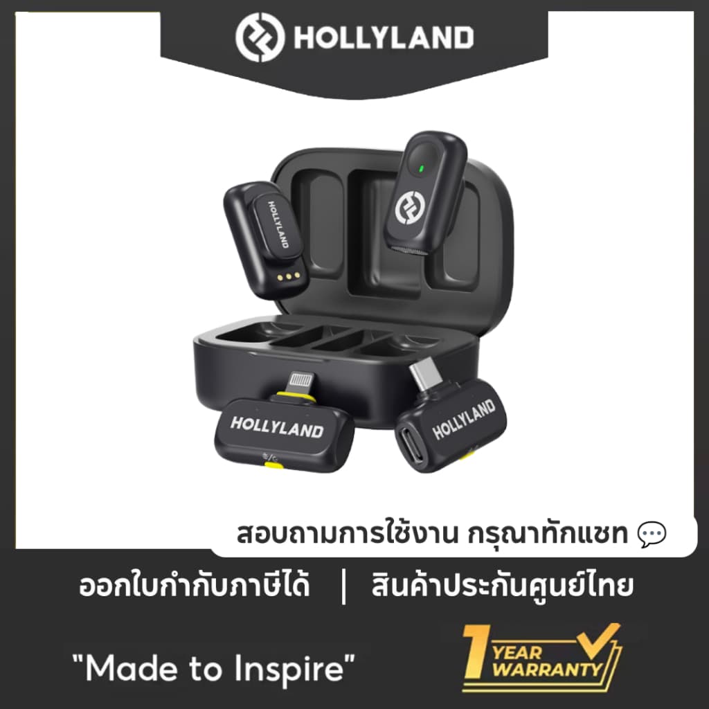 Hollyland LARK A1 ไมโครโฟนไร้สายขนาดเล็กสําหรับ iPhone USB-C การสร้างวิดีโอVlogging สตรีมสดคุณภาพสูง