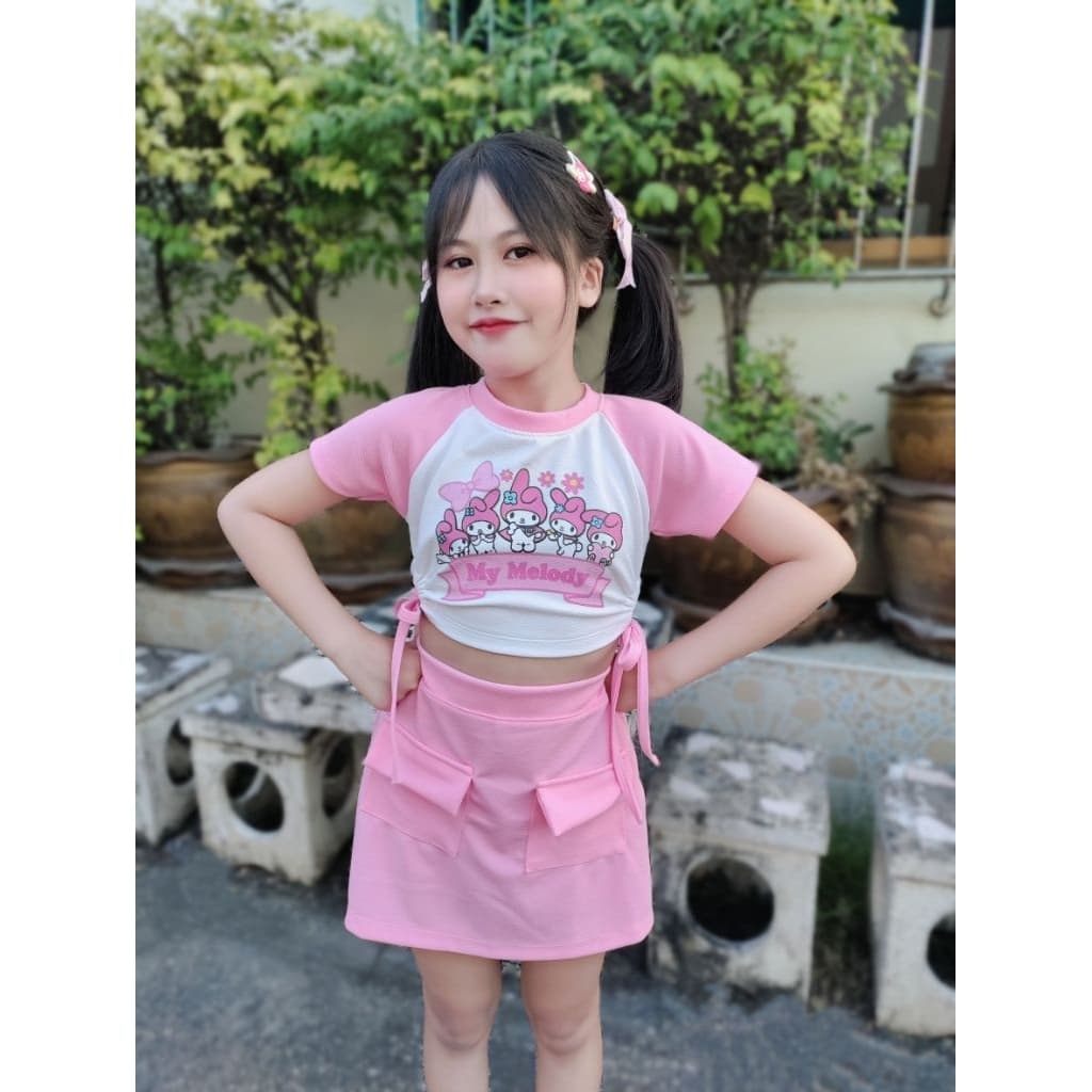 KRM ชุดเซ็ตเด็กผู้หญิงสโลปรูดข้างลายน่ารักมี5สี #มีลายมาเพิ่มน่ารักมาก รูปที่ 8